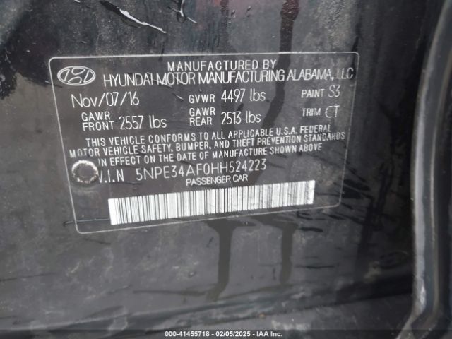 5NPE34AF0HH524223 Hyundai Sonata Sport