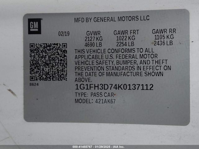 1G1FH3D74K0137112 Chevrolet CAMARO 2SS