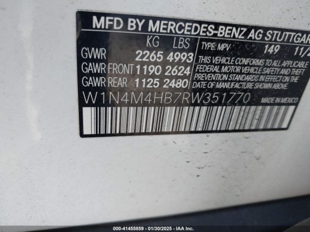 W1N4M4HB7RW351770 Mercedes-Benz Glb 250 4matic