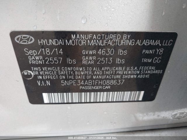 5NPE34AB1FH088637 Hyundai Sonata Sport 2.0t