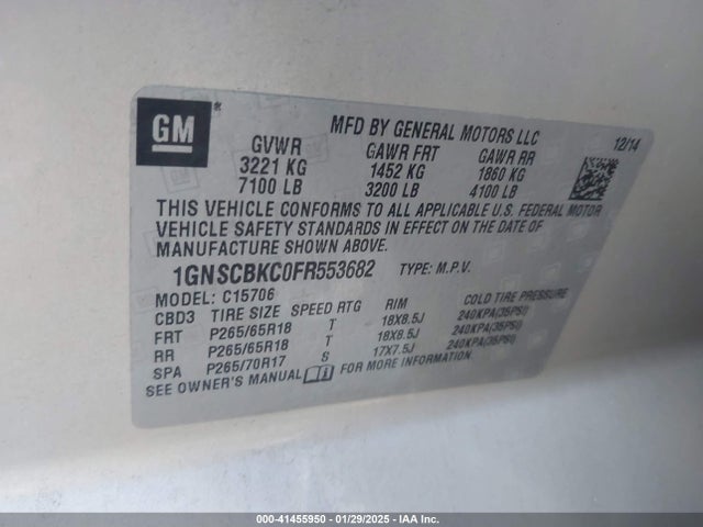 Chevrolet Tahoe Lt 2015 1GNSCBKC0FR553682 Image 9
