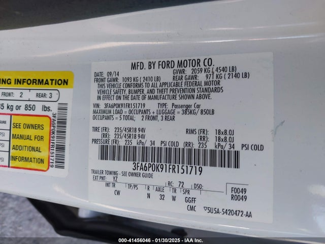 Ford Fusion Titanium 2015 3FA6P0K91FR151719 Image 9
