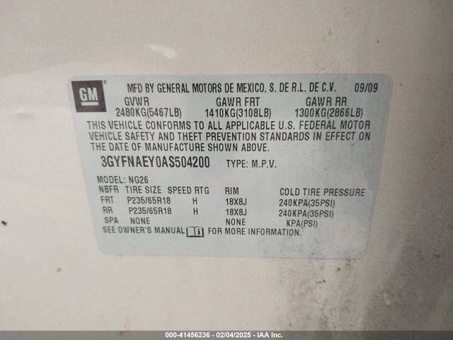 2010 CADILLAC SRX 3GYFNAEY0AS504200 Photo 8