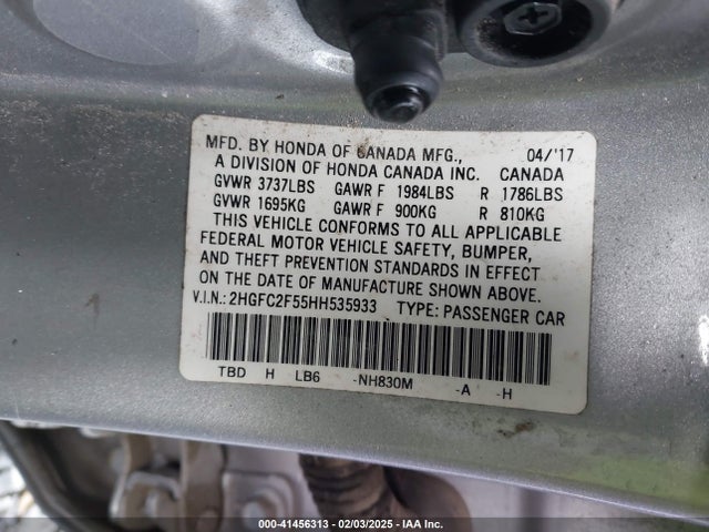 Honda Civic Lx 2017 2HGFC2F55HH535933 Image 9