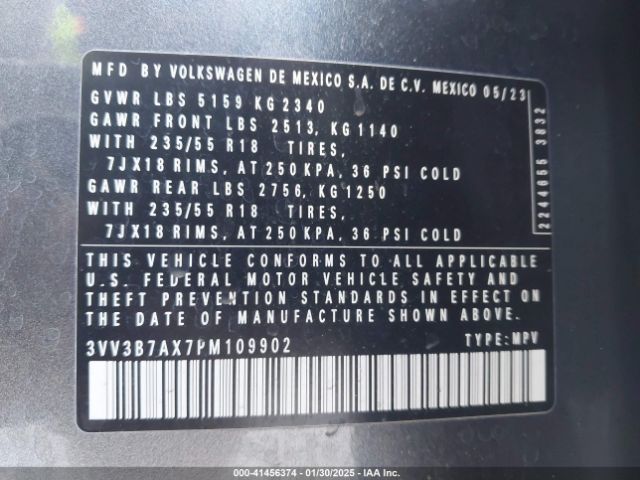 3VV3B7AX7PM109902 Volkswagen Tiguan 2.0t Se