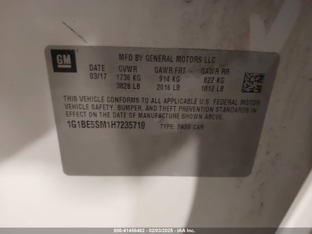 1G1BE5SM1H7235719 Chevrolet Cruze Lt Auto