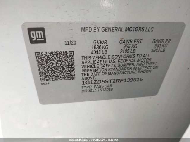 1G1ZD5ST2RF139615 Chevrolet Malibu Fwd 1lt