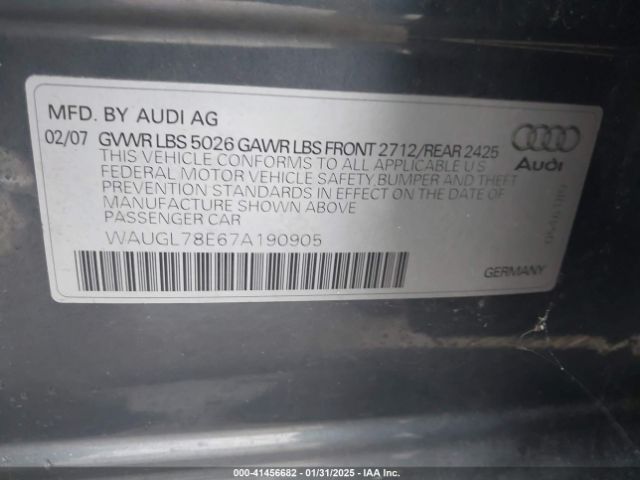 2007 AUDI S4 WAUGL78E67A190905 Photo 8