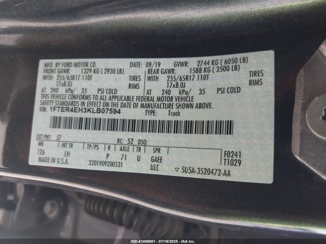 2019 FORD RANGER 1FTER4EH3KLB07594 Photo 8