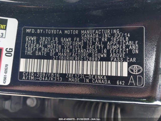 Toyota COROLLA LE 2014 2T1BURHE8EC128887 Image 9