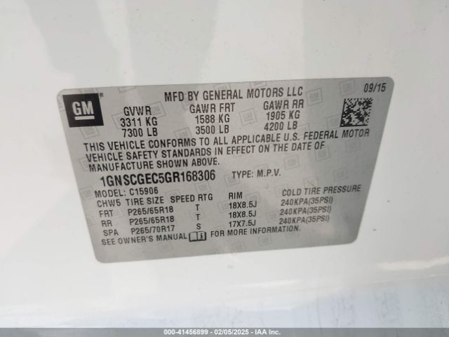 1GNSCGEC5GR168306 Chevrolet Suburban Ls