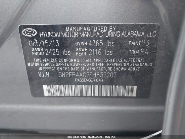 5NPEB4AC2EH832207 Hyundai SONATA GLS