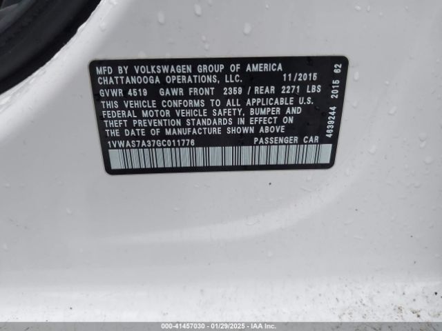 1VWAS7A37GC011776 Volkswagen Passat 1.8t S