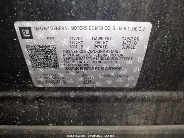 3GNKBBRA8LS720998 Chevrolet Blazer Fwd 1lt