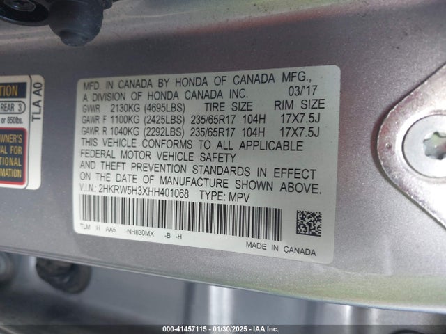 Honda CR-V LX 2017 2HKRW5H3XHH401068 Image 9