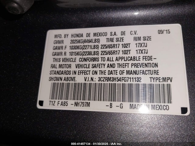 Honda CR-V EX 2015 3CZRM3H54FG711132 Image 9