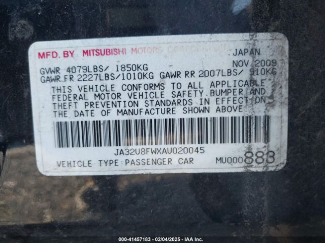 2010 MITSUBISHI LANCER JA32U8FWXAU020045 Photo 8