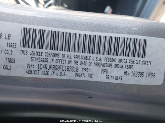 1C4RJFBG0FC183618 Jeep Grand Cherokee Limited