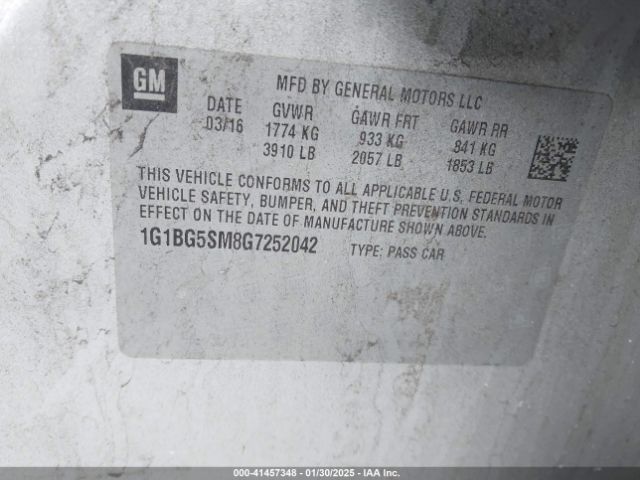 1G1BG5SM8G7252042 Chevrolet Cruze Premier Auto