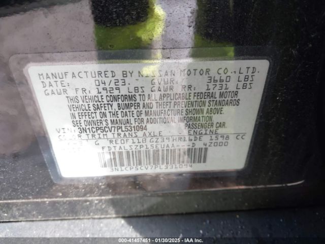 3N1CP5CV7PL531094 Nissan Kicks Sv Xtronic Cvt