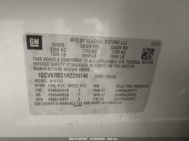 1GCVKREC1HZ209746 Chevrolet Silverado 1500 2lt