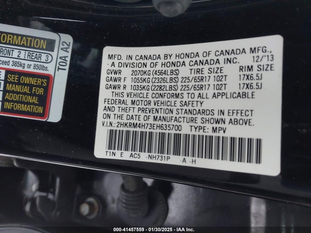 Honda Cr-v Ex-l 2014 2HKRM4H73EH635700 Image 9