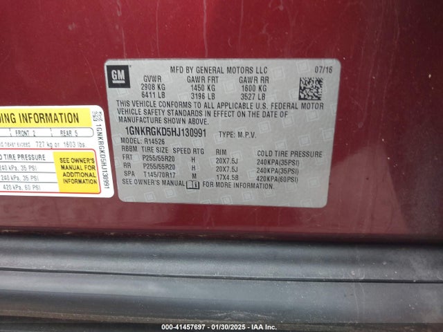 1GNKRGKD5HJ130991 Chevrolet Traverse 1lt
