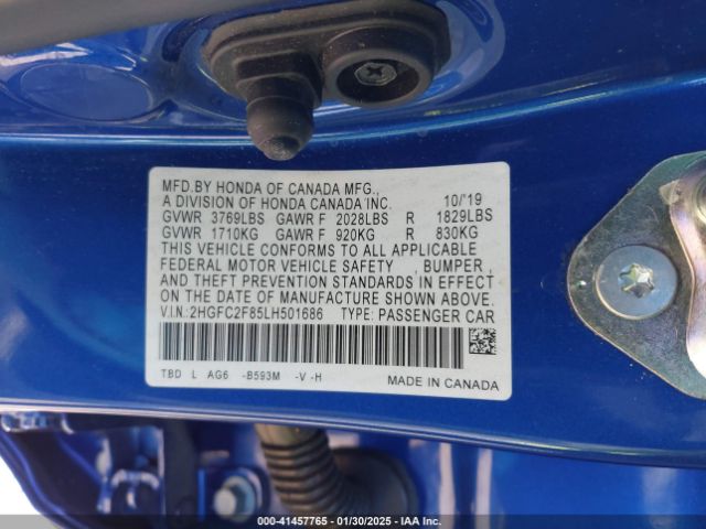2HGFC2F85LH501686 Honda Civic Sport