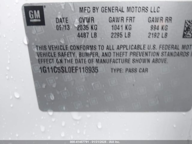 1G11C5SL0EF118935 Chevrolet MALIBU 1LT