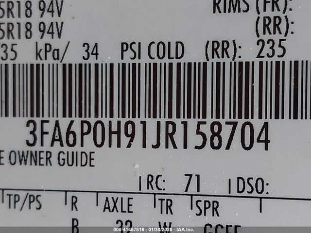 3FA6P0H91JR158704 Ford FUSION SE