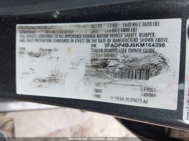 3FADP4BJ6KM164398 Ford FIESTA SE