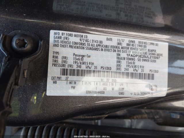 1FADP3E29JL215097 Ford FOCUS S