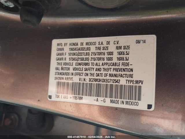 3CZRM3H3XEG712542 Honda CR-V LX