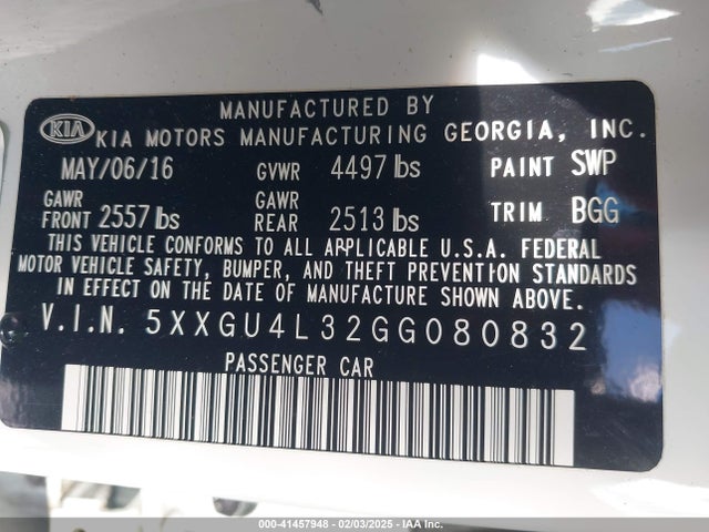 KIA OPTIMA EX 2016 5XXGU4L32GG080832 Image 9