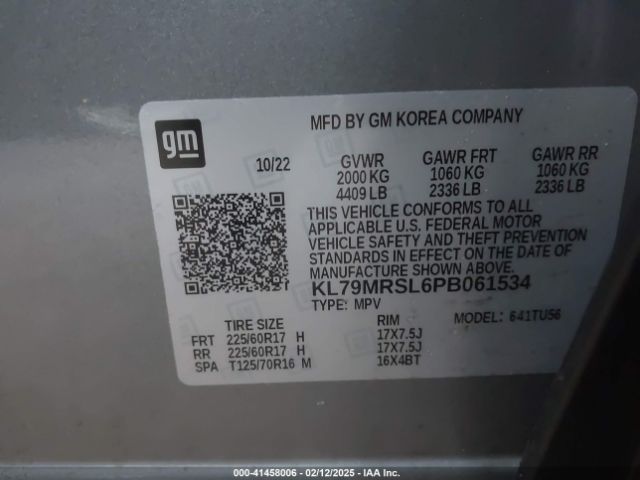 KL79MRSL6PB061534 Chevrolet Trailblazer Awd Lt