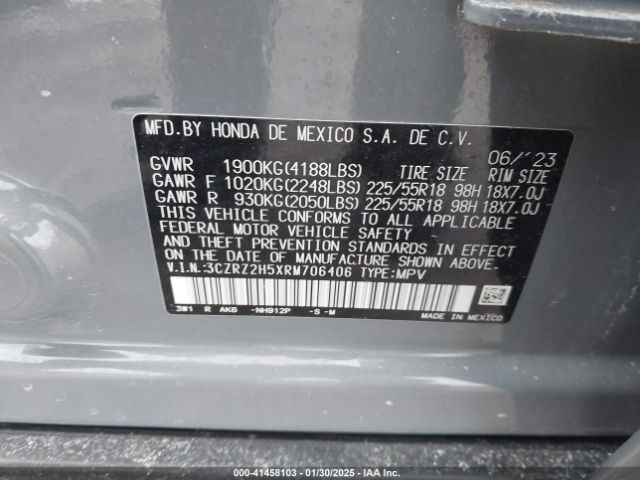 3CZRZ2H5XRM706406 Honda Hr-v Awd Sport/awd Sport W/o Bsi