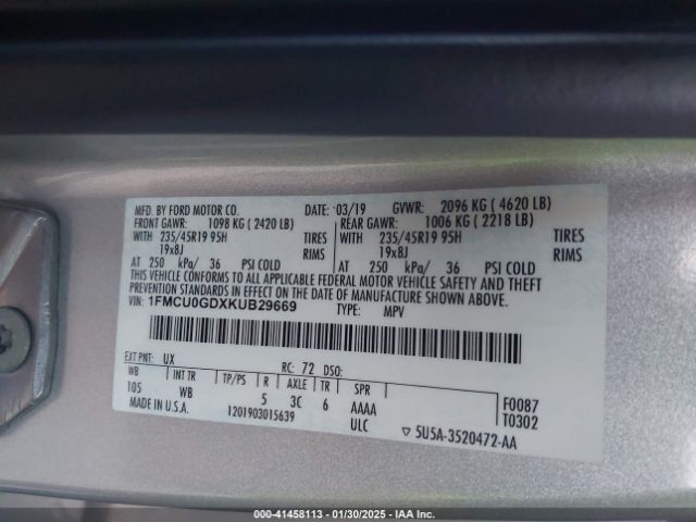 2019 FORD ESCAPE 1FMCU0GDXKUB29669 Photo 8