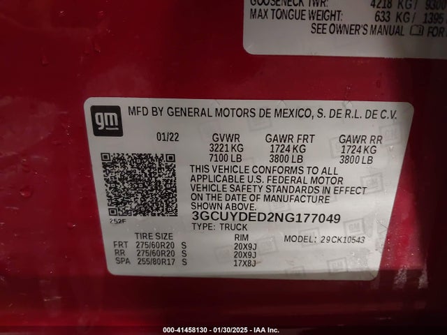 Chevrolet SILVERADO 1500 LTD 2022 3GCUYDED2NG177049 Image 9