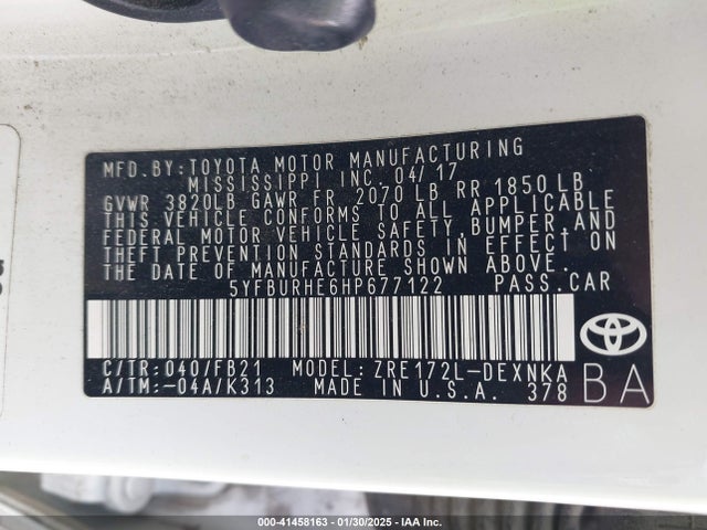 Toyota COROLLA LE 2017 5YFBURHE6HP677122 Image 9