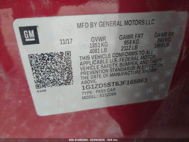 1G1ZD5ST6JF165963 Chevrolet MALIBU LT