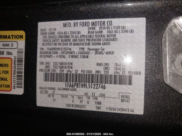 1FA6P8TH9L5122746 Ford Mustang Ecoboost Premium Fastback
