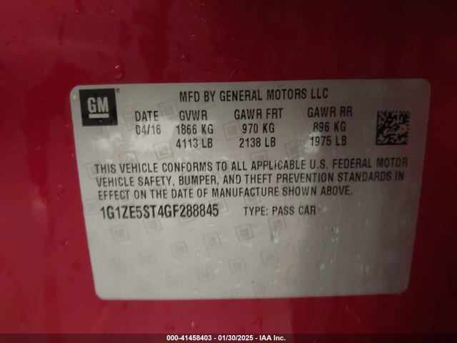 Chevrolet MALIBU 1LT 2016 1G1ZE5ST4GF288845 Image 9