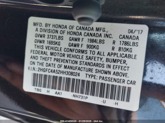 2HGFC4A52HH308024 Honda Civic Lx