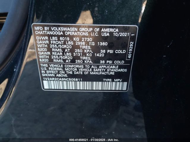 2022 VOLKSWAGEN ATLAS 1V2AR2CA9NC505811 Photo 8