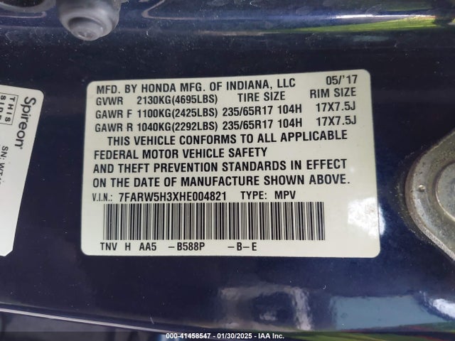 Honda CR-V LX 2017 7FARW5H3XHE004821 Image 9