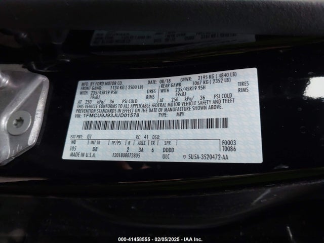 1FMCU9J93JUD01578 Ford Escape Titanium