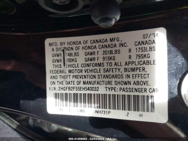 Honda Civic Lx 2014 2HGFB2F55EH540032 Image 9