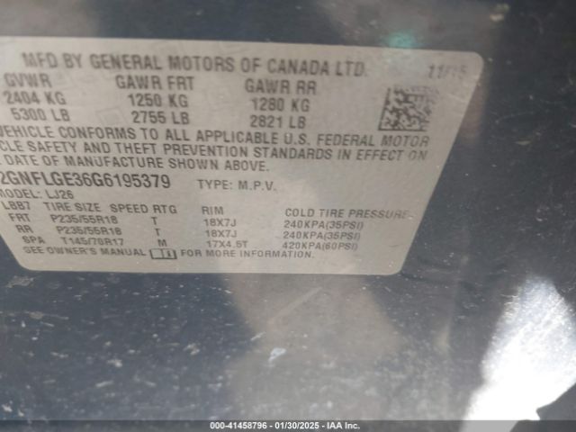 2GNFLGE36G6195379 Chevrolet Equinox Ltz