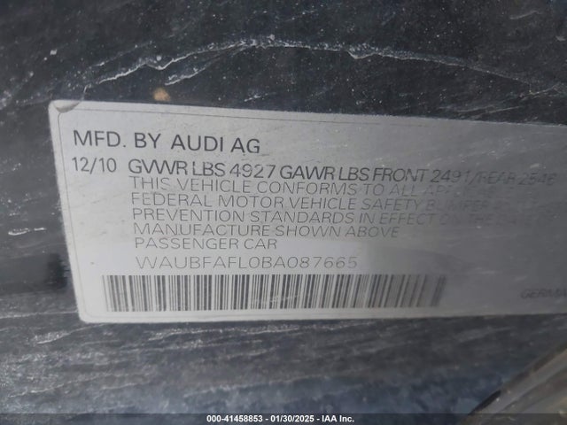 2011 AUDI A4 WAUBFAFL0BA087665 Photo 8