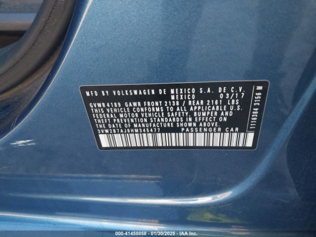 3VW2B7AJ8HM345477 Volkswagen Jetta 1.4t S